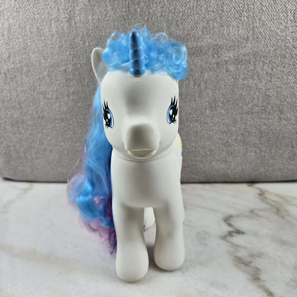 Vintage Gi-Go‎ Jumbo White Unicorn Pony Toy Blue Horn Moon & Cloud MLP 'Fakie'